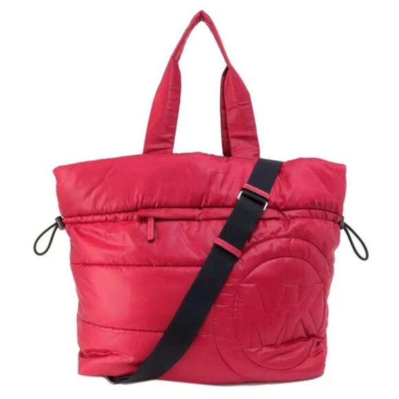 S Michael Kors Rae Berry Red Nylon Extra Large Tote Purse 35F1U5RT3C Bag NWT$368 - Picture 4 of 11